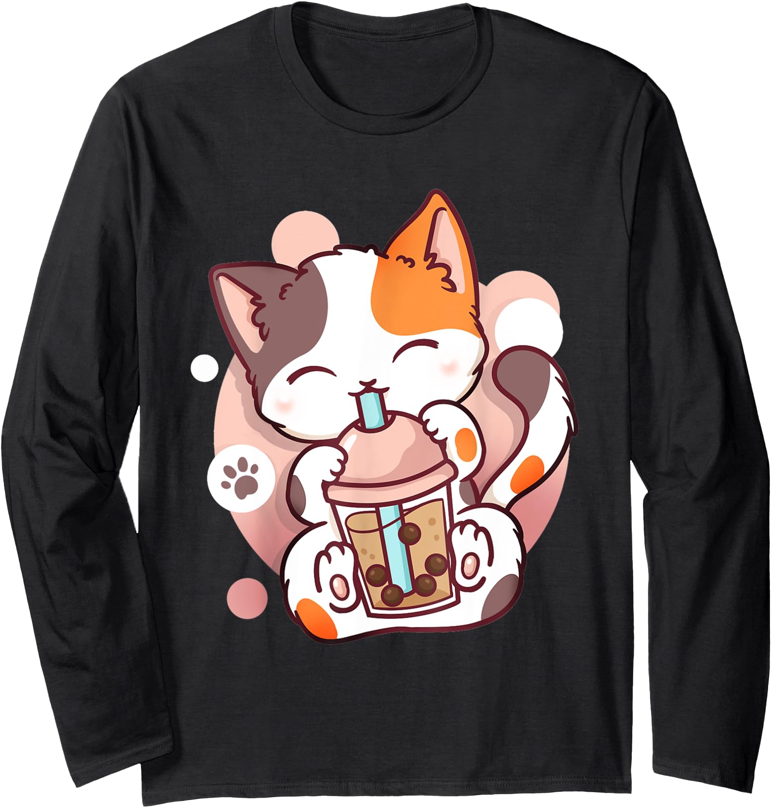 Bubble Tea Cat Boba Neko Anime Kawaii Japanese Women Girls Long Sleeve