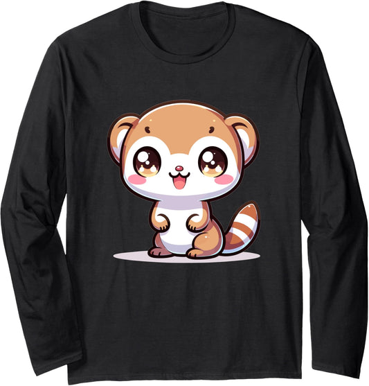 Adorable Cute Japanese Kawaii Chibi Weasel Long Sleeve