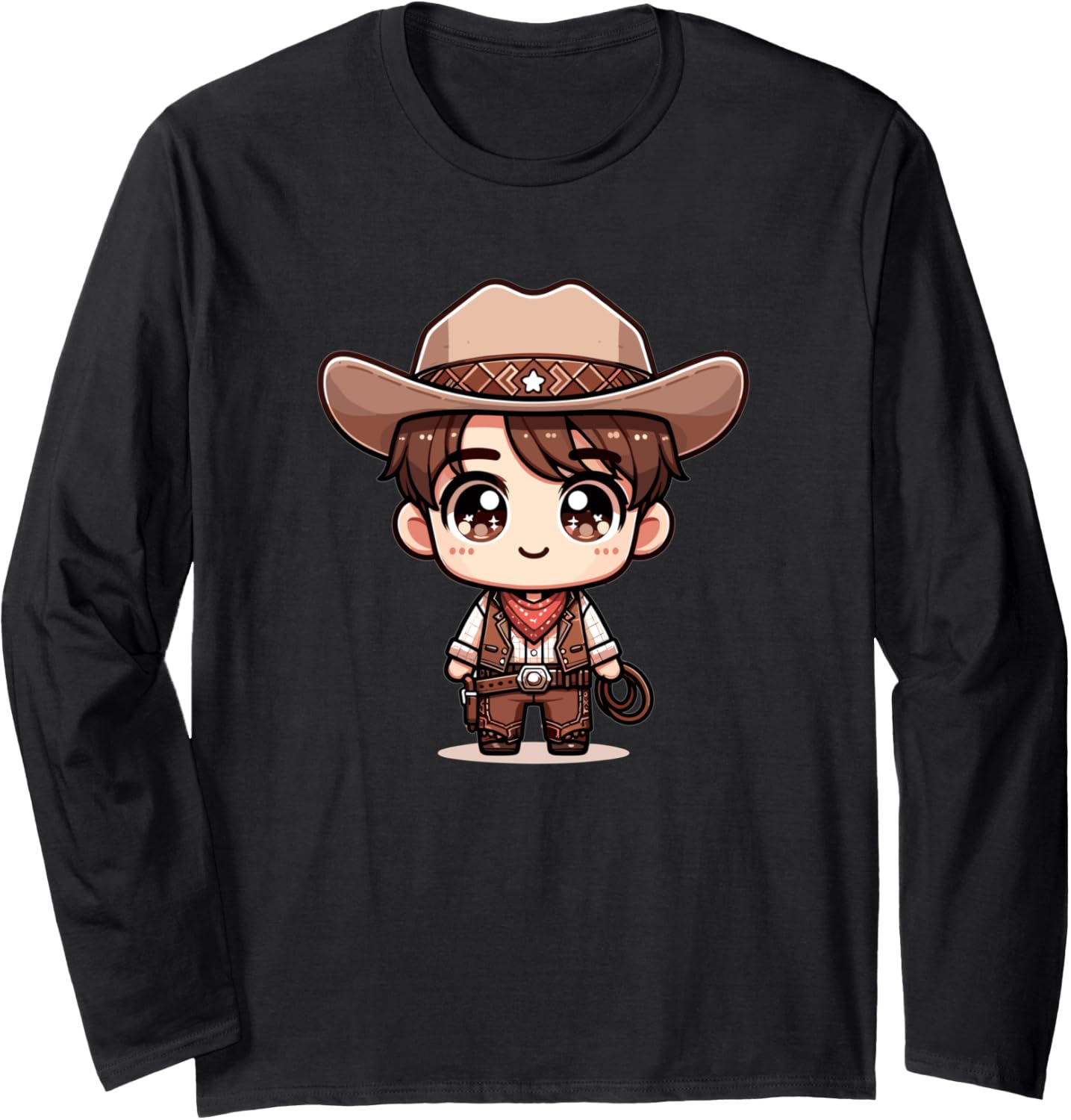 Adorable Cute Japanese Kawaii Chibi Cowboy Long Sleeve