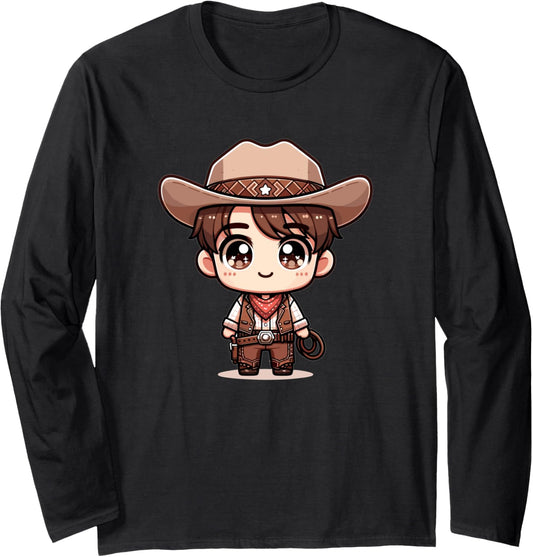 Adorable Cute Japanese Kawaii Chibi Cowboy Long Sleeve