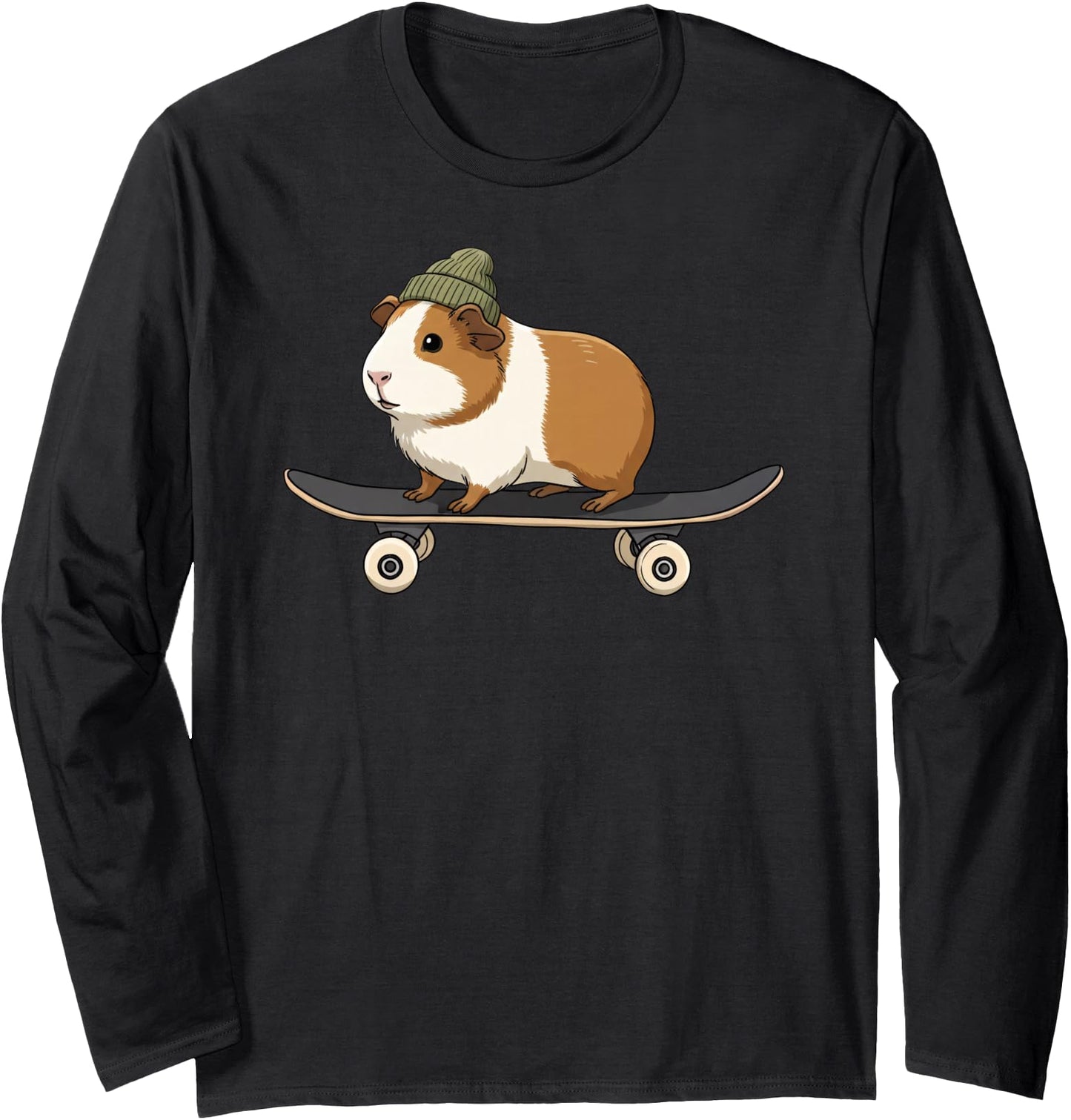 Funny Guinea Pig Skater Skateboard Animal Lover Boys Girls Long Sleeve