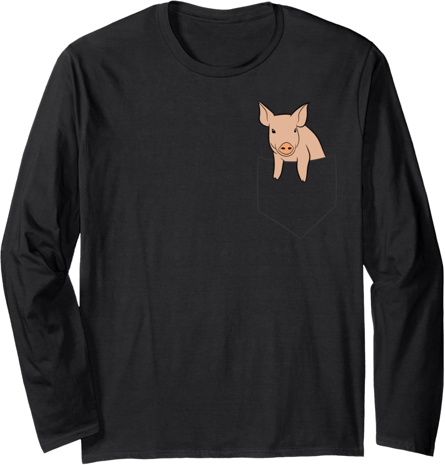 Funny Pig Farmer Gifts Pig In The Pocket Kids Unisex Black Cotton XX-Large Cartoon Pocket Pig Graphic Long Sleeve