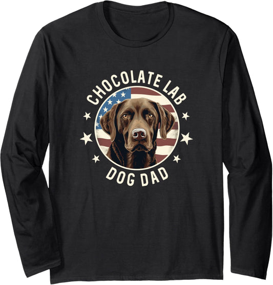 Chocolate Lab Gifts Men Chocolate Labrador Retriever Dog Dad Long Sleeve T-Shirt