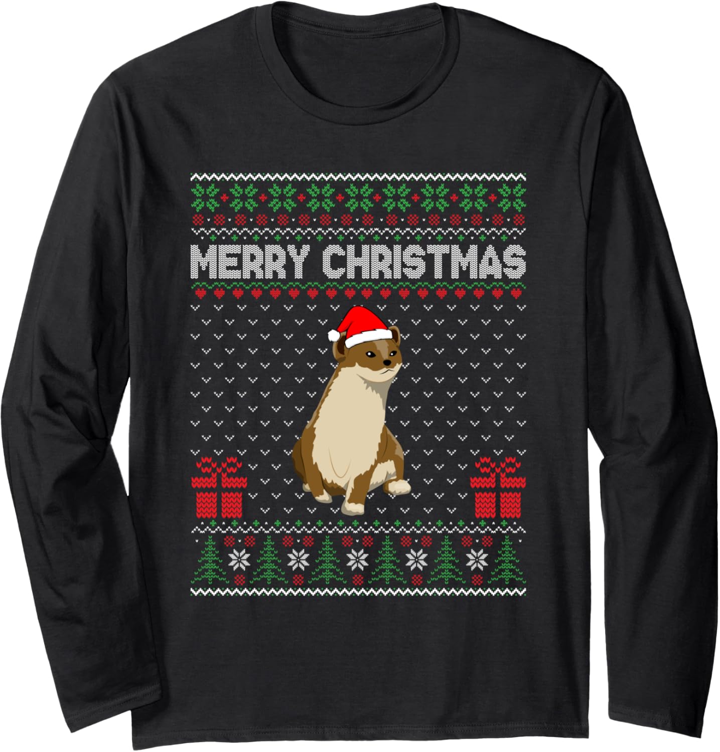Ugly Christmas Sweater for Women Men Weasel Ugly Xmas Long Sleeve