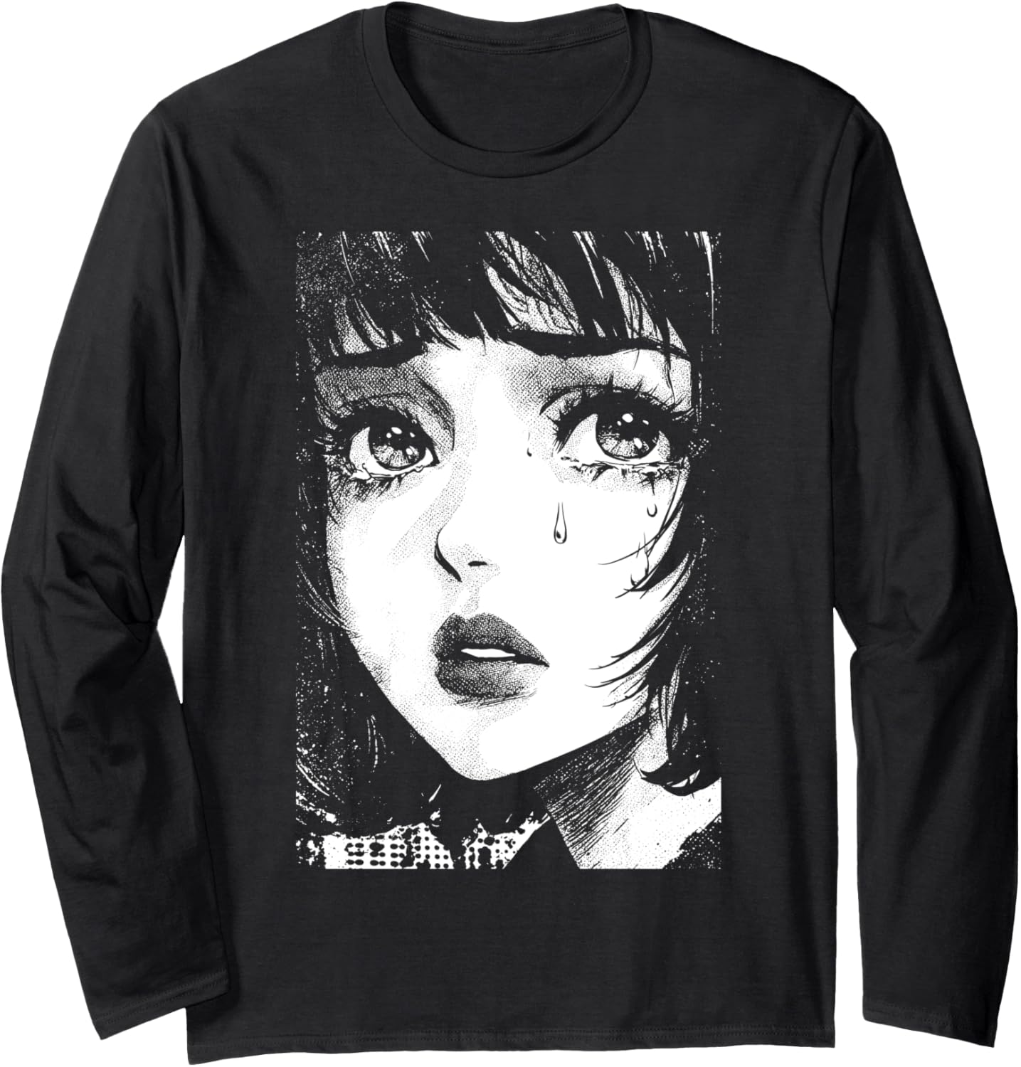 Goth Anime Girl Crying Manga Woman Sad Japan Japanese Kawaii Long Sleeve