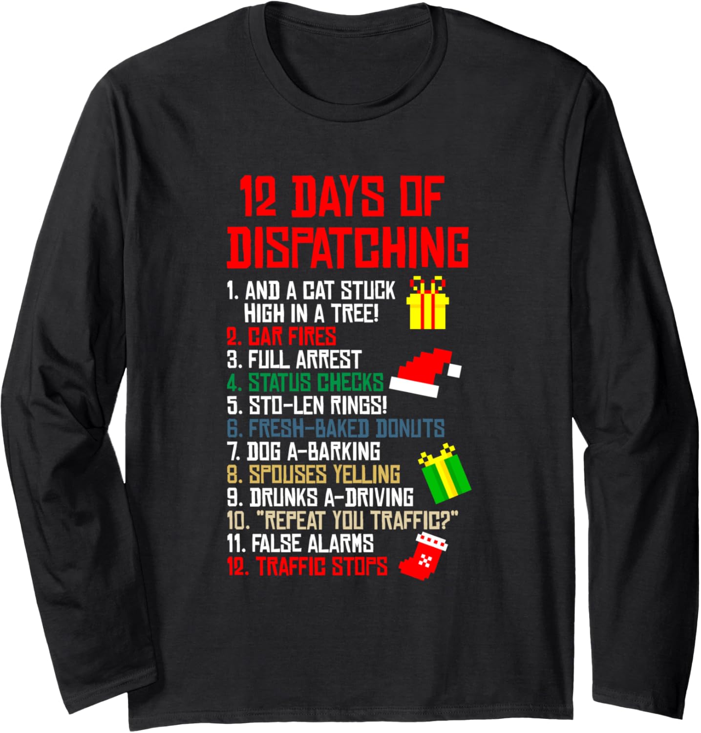 12 Days Of Dispatching Christmas Pajama X-mas Dispatcher Long Sleeve