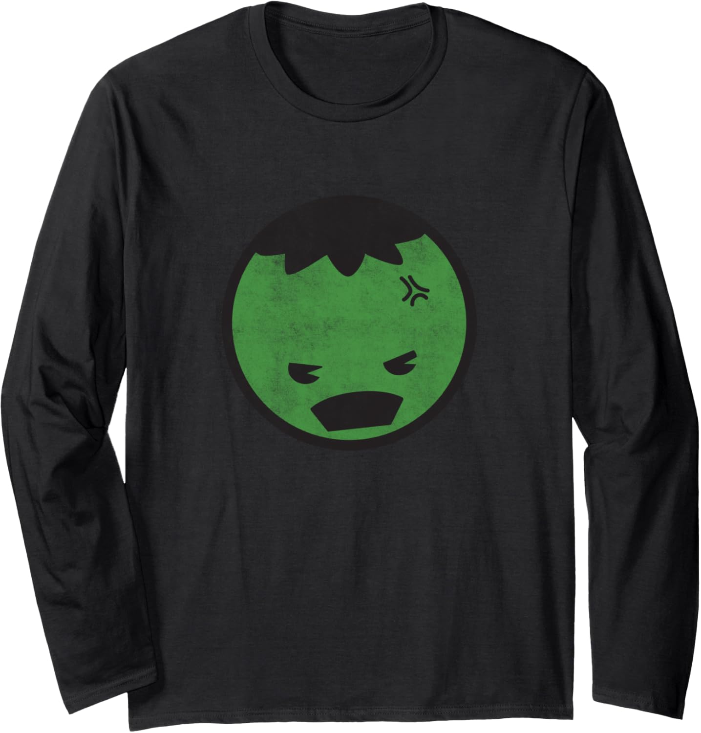 Marvel Kawaii The Hulk Chibi Angry Face Vintage Logo Long Sleeve