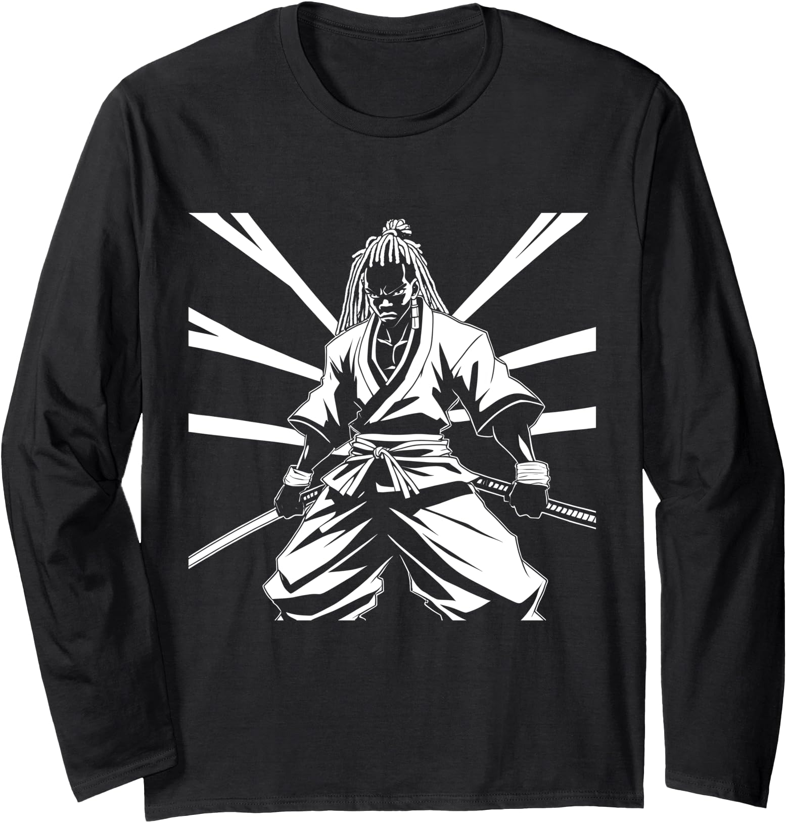 Anime African Samurai Afro Black Yasuke Ronin Manga Fan Long Sleeve