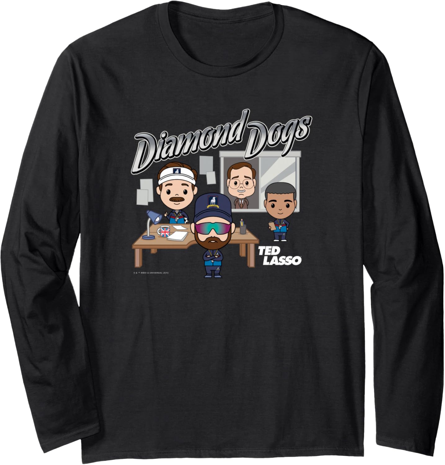 Ted Lasso Diamond Dogs Group Shot Office Chibi Style Long Sleeve