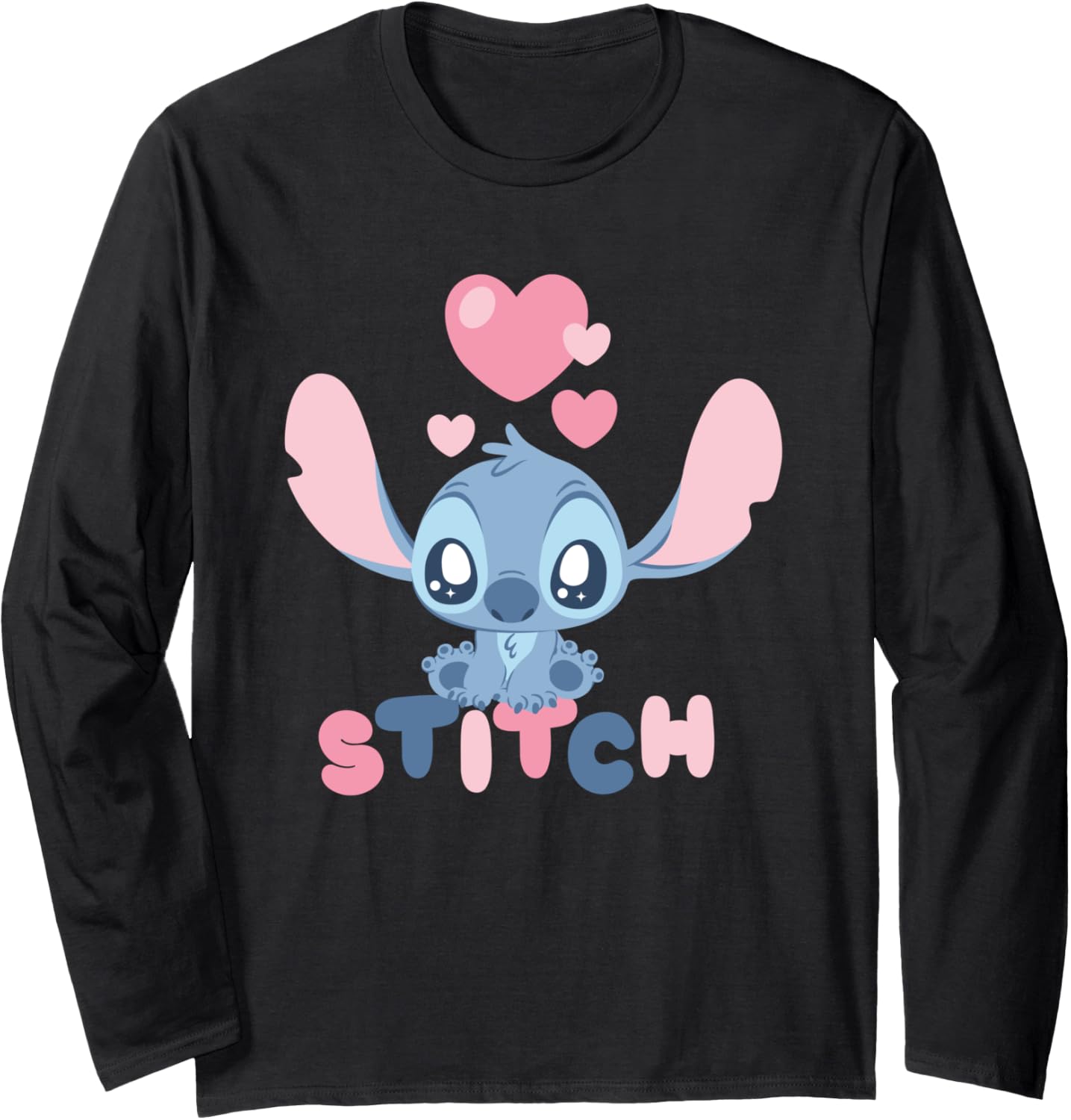 Disney Lilo & Stitch Pink Hearts Stitch Love Chibi Long Sleeve