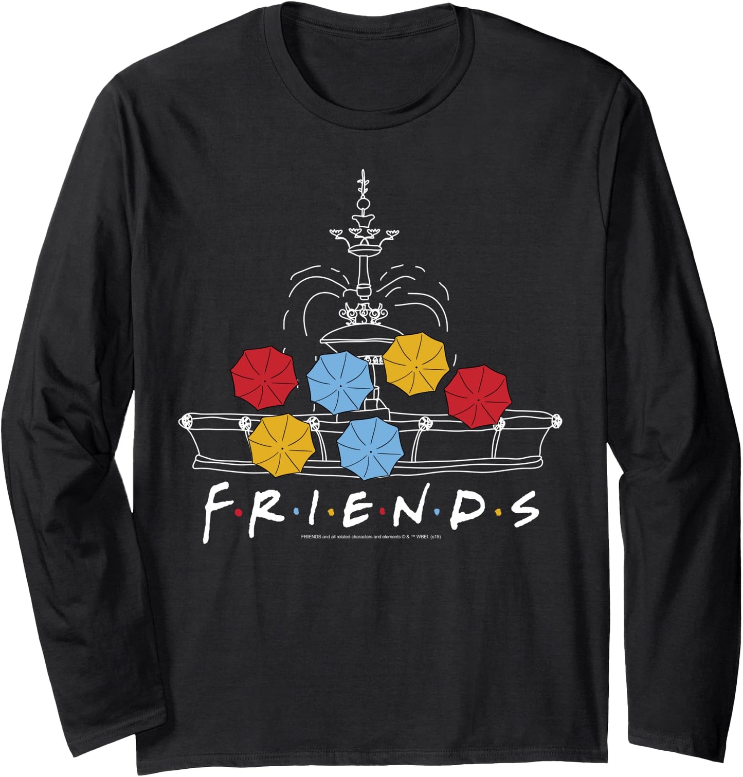 Friends Umbrella Fountain Outline Long Sleeve