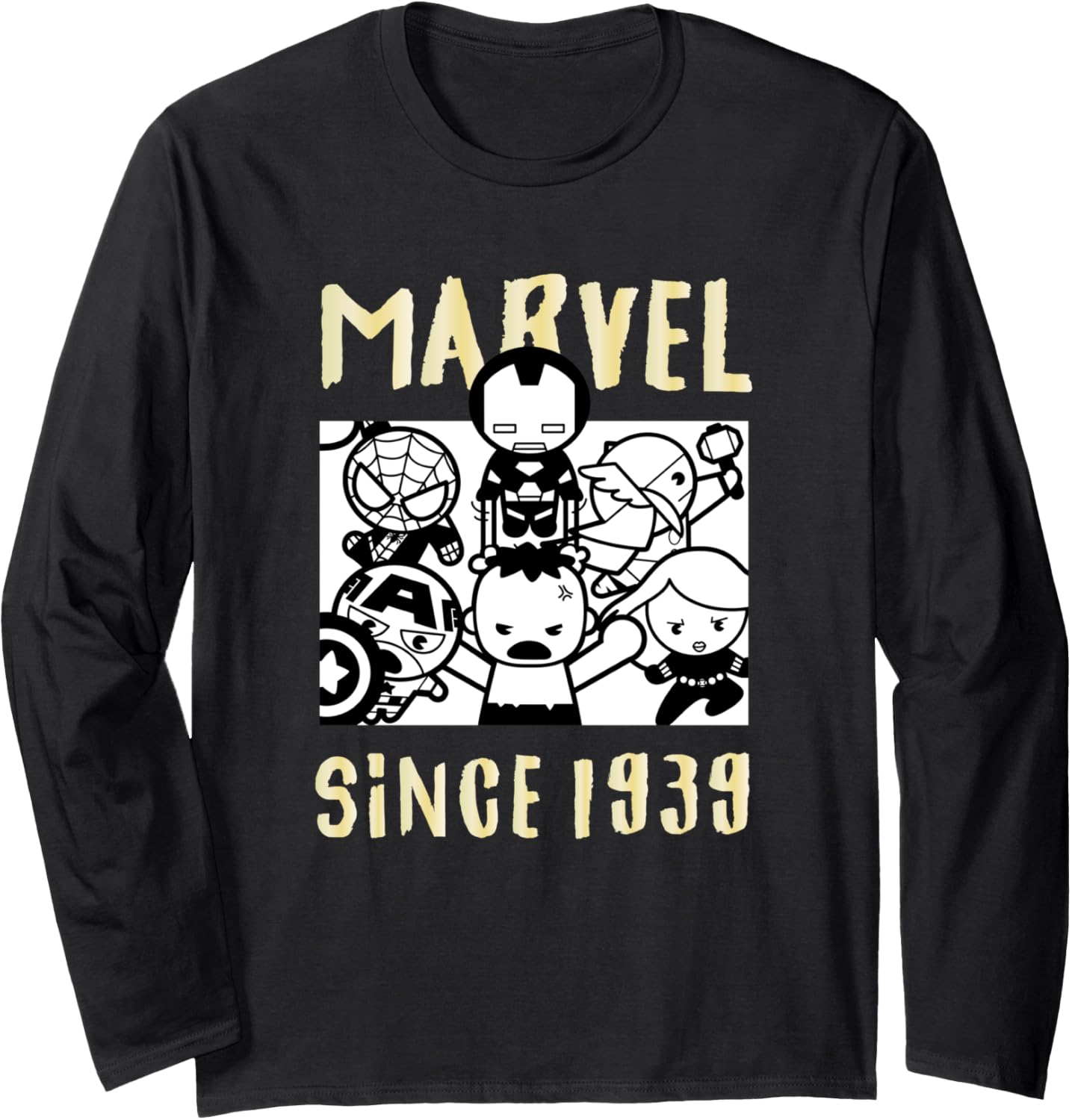 Marvel Comics Retro Classic Since 1939 Chibi Characters Long Sleeve