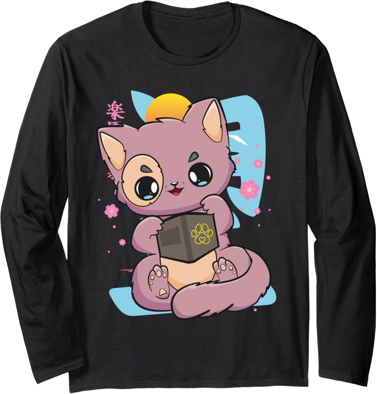 Cat Yami Kawaii Neko Pastel Goth Book Lover Chibi Magic Long Sleeve