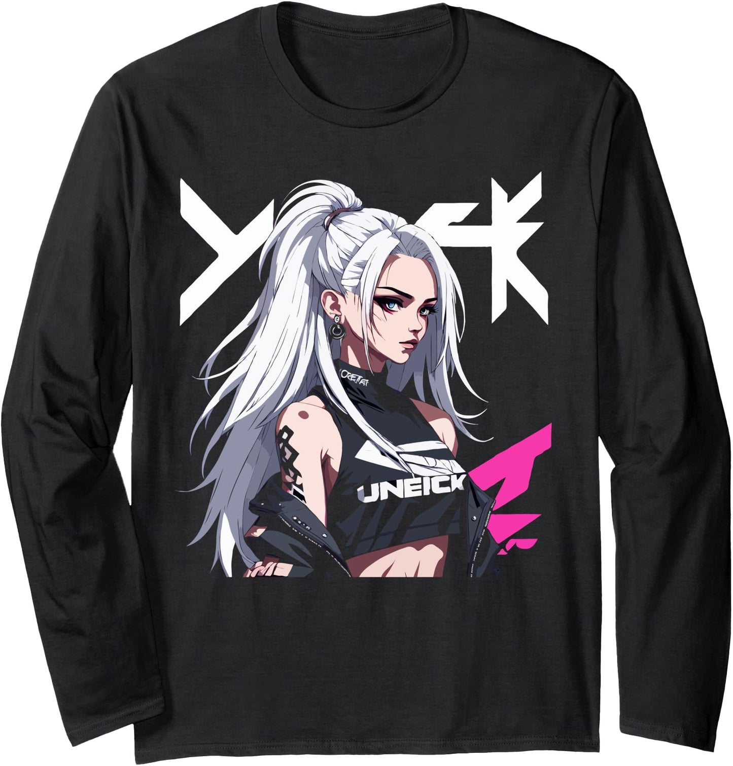 Sexy Waifu Otaku Anime Cyberpunk Girl Japanese Long Sleeve