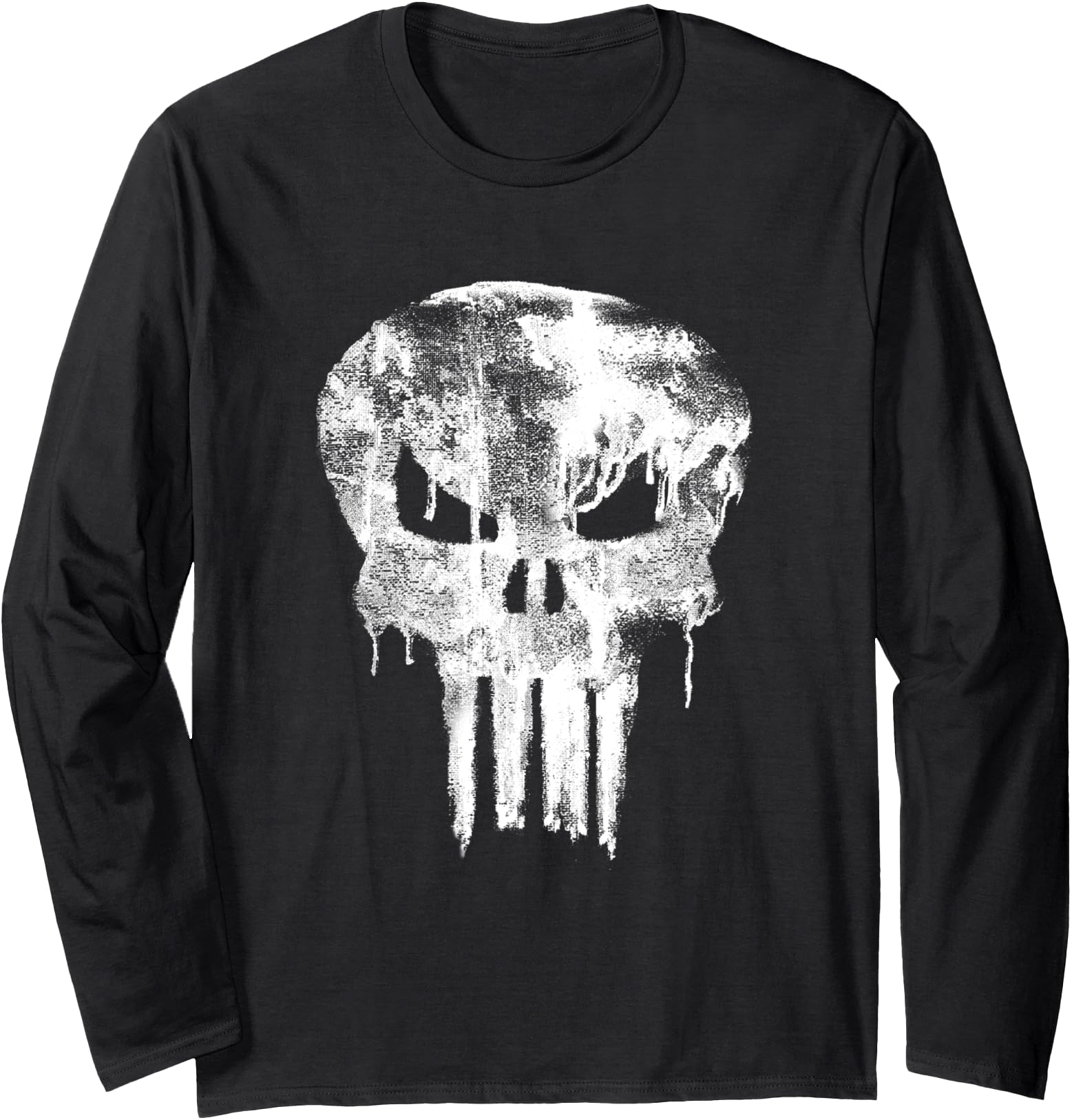 Marvel Punisher Blurry Paint Drip Skull Vintage Chest Logo Long Sleeve