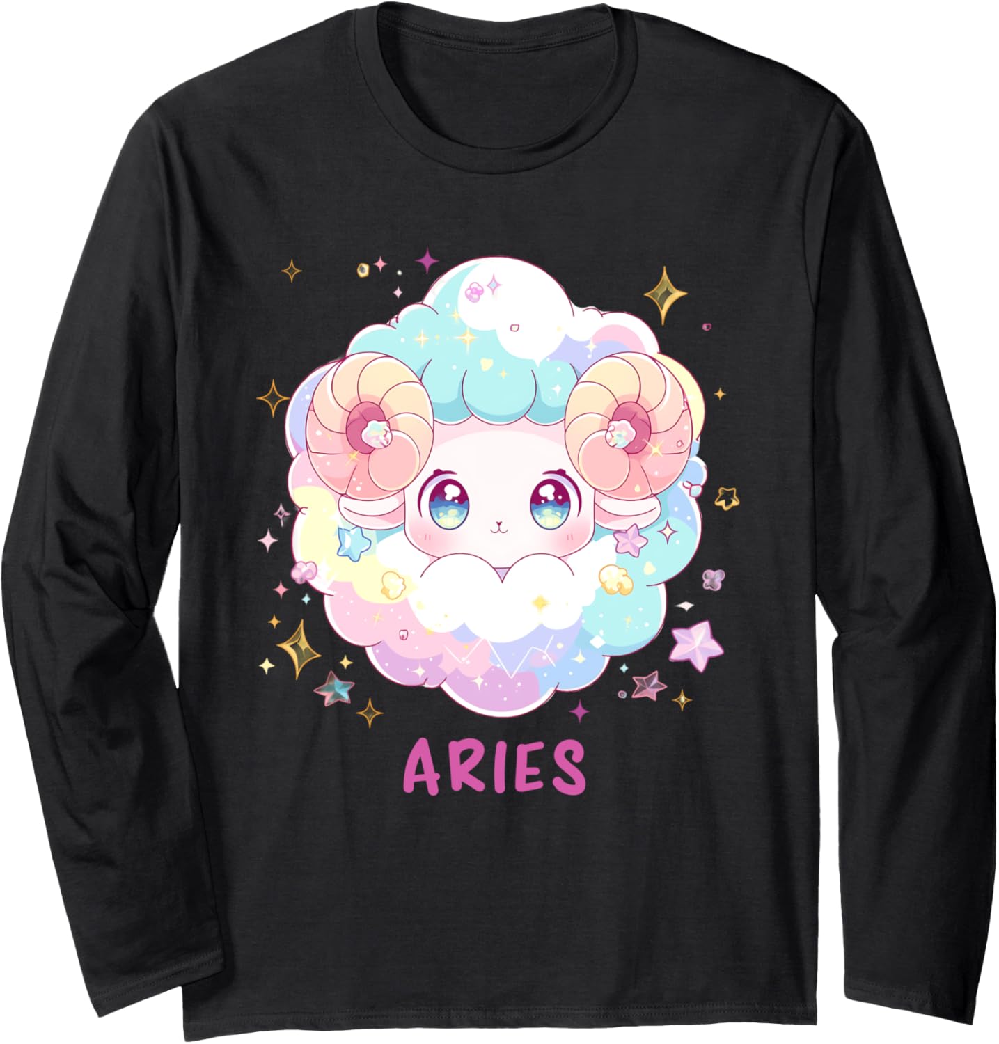 Celestial Astrology Aries Kawaii Chibi Ram Zodiac Sign Long Sleeve