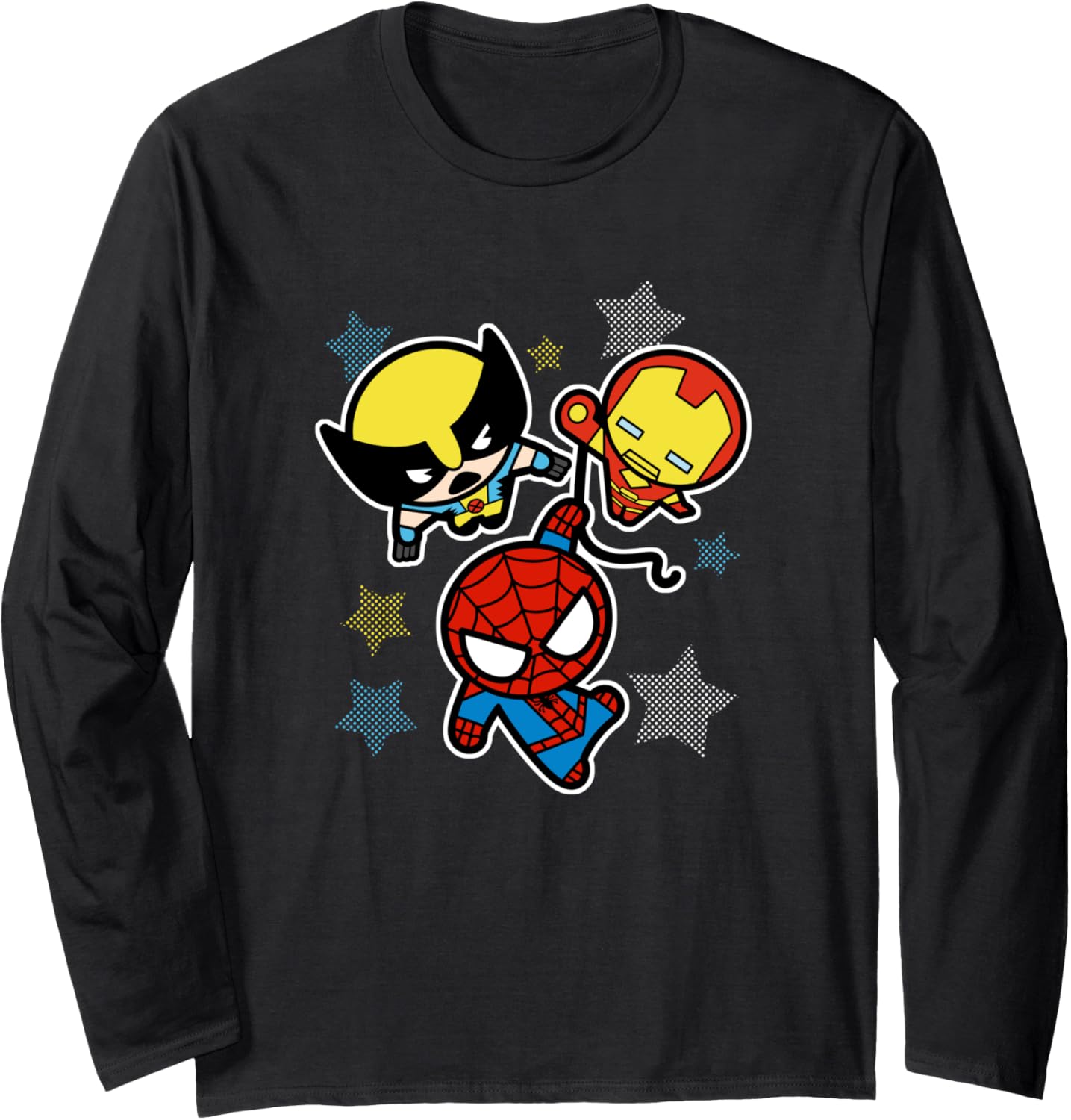 Marvel Kawaii Chibi Wolverine Iron Man & Spider-Man Long Sleeve