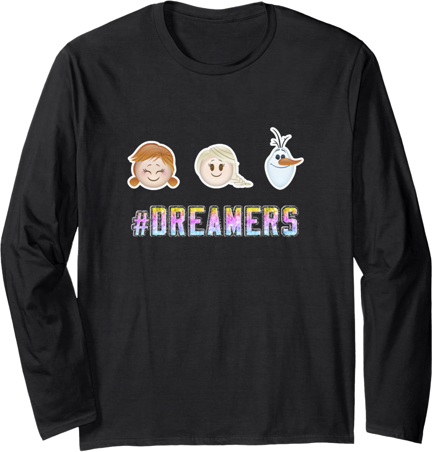 Disney Frozen #Dreamers Elsa Anna & Olaf Chibi Icon Logo Long Sleeve