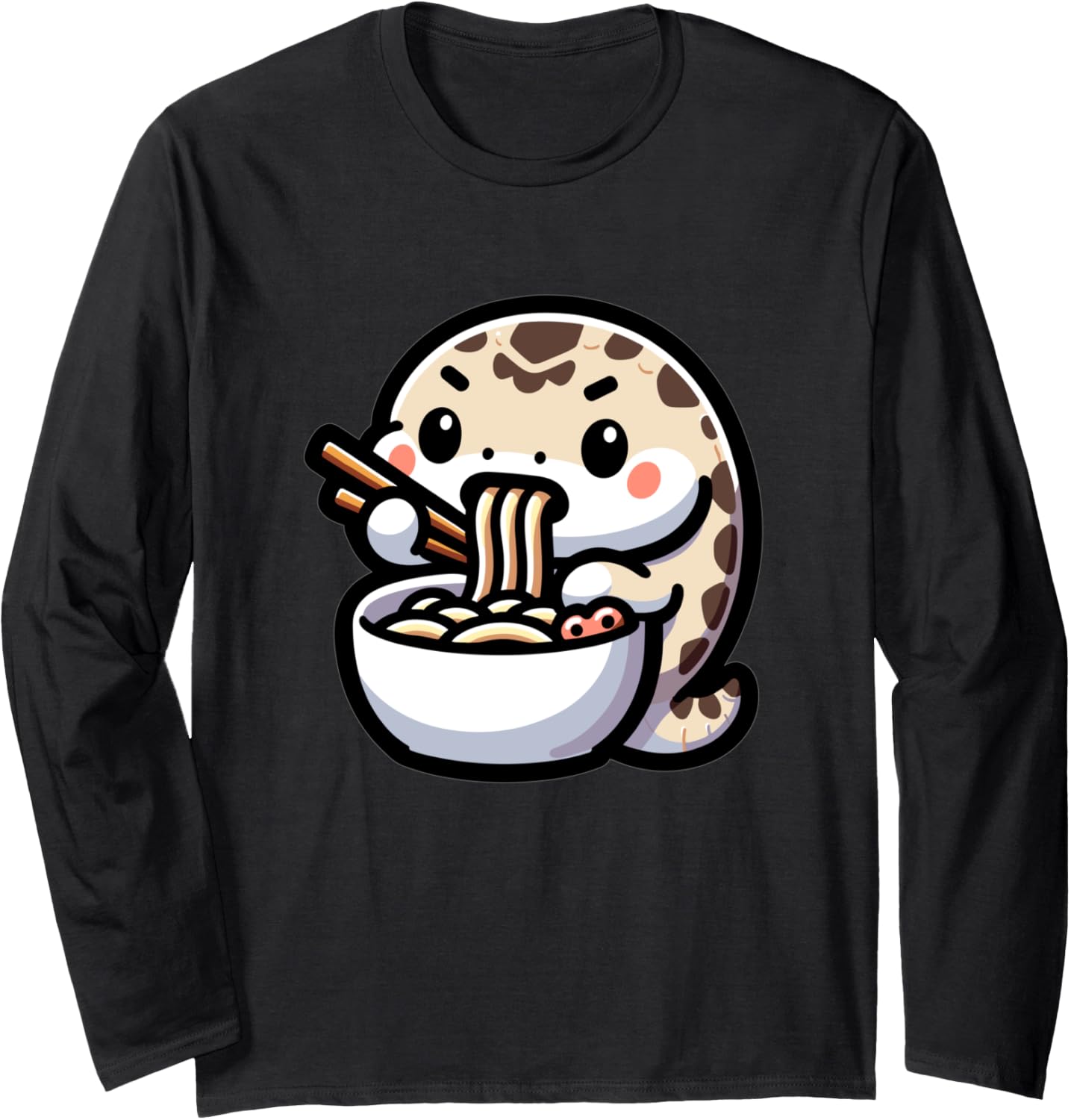 Cute Japanese Kawaii Chibi Rattlesnake Eating Ramen Long Sleeve