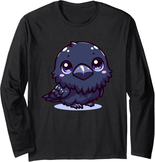 Adorable Cute Japanese Kawaii Chibi Raven Long Sleeve