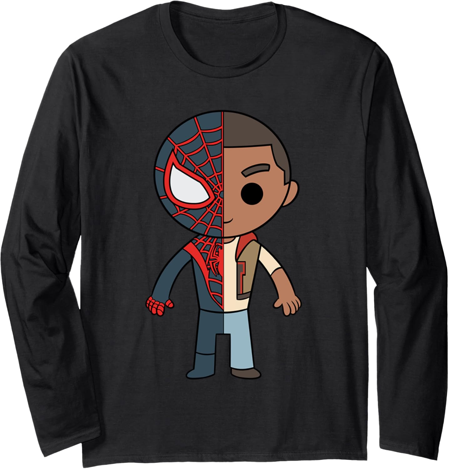 Marvel Comics Retro Classic Miles Morales Split Spidey Chibi Long Sleeve