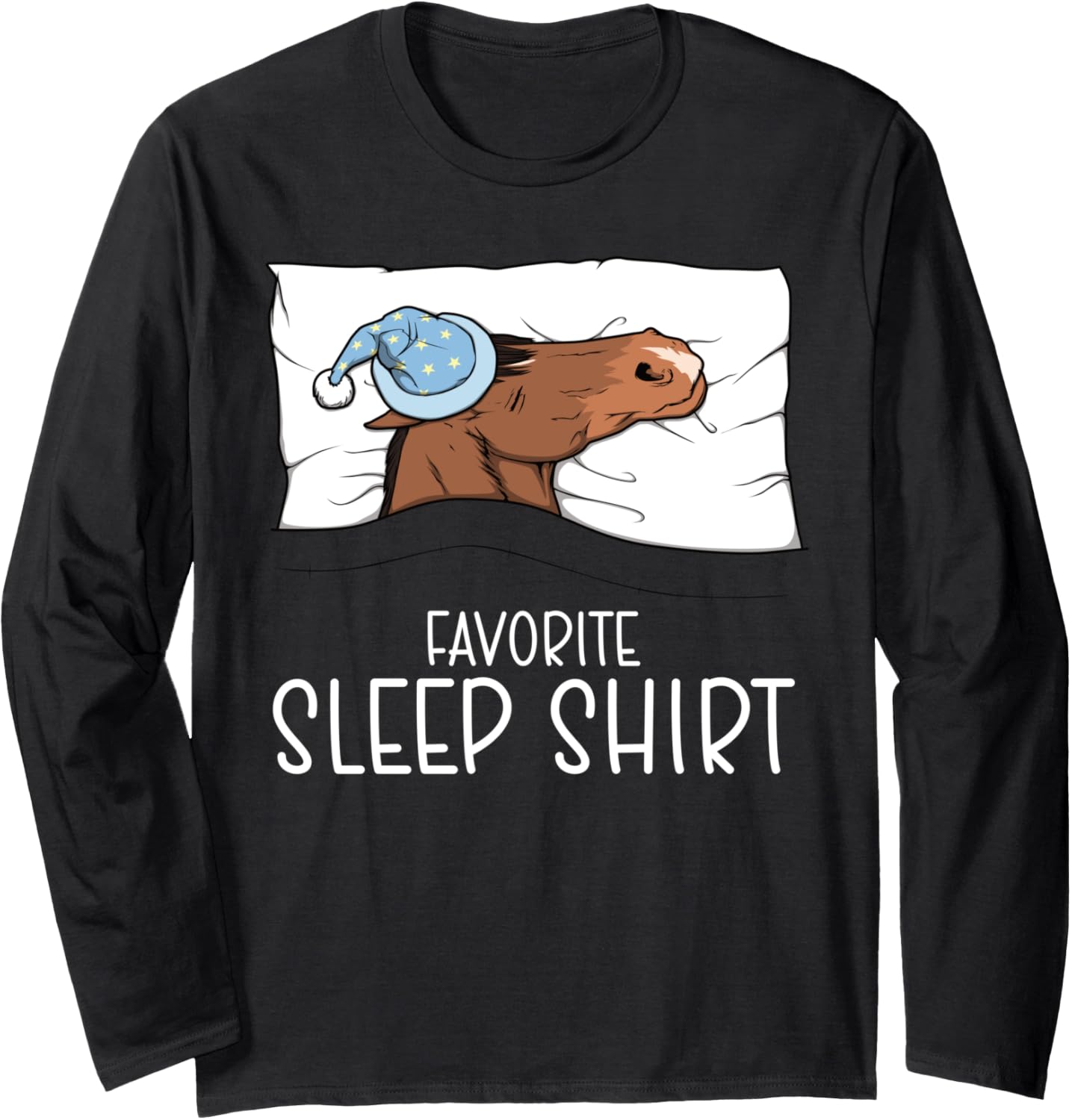 Favorite Sleep Shirt Horse, Napping Horse Pajama Long Sleeve