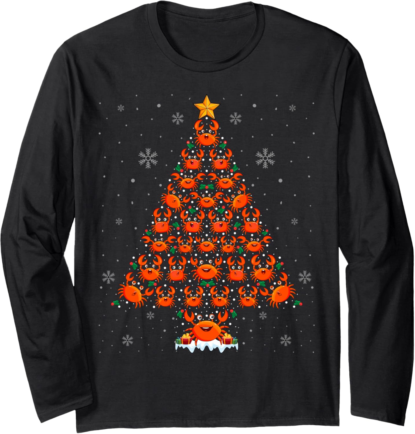 Crab Christmas Tree Xmas Lighting Crab Lover Xmas Long Sleeve