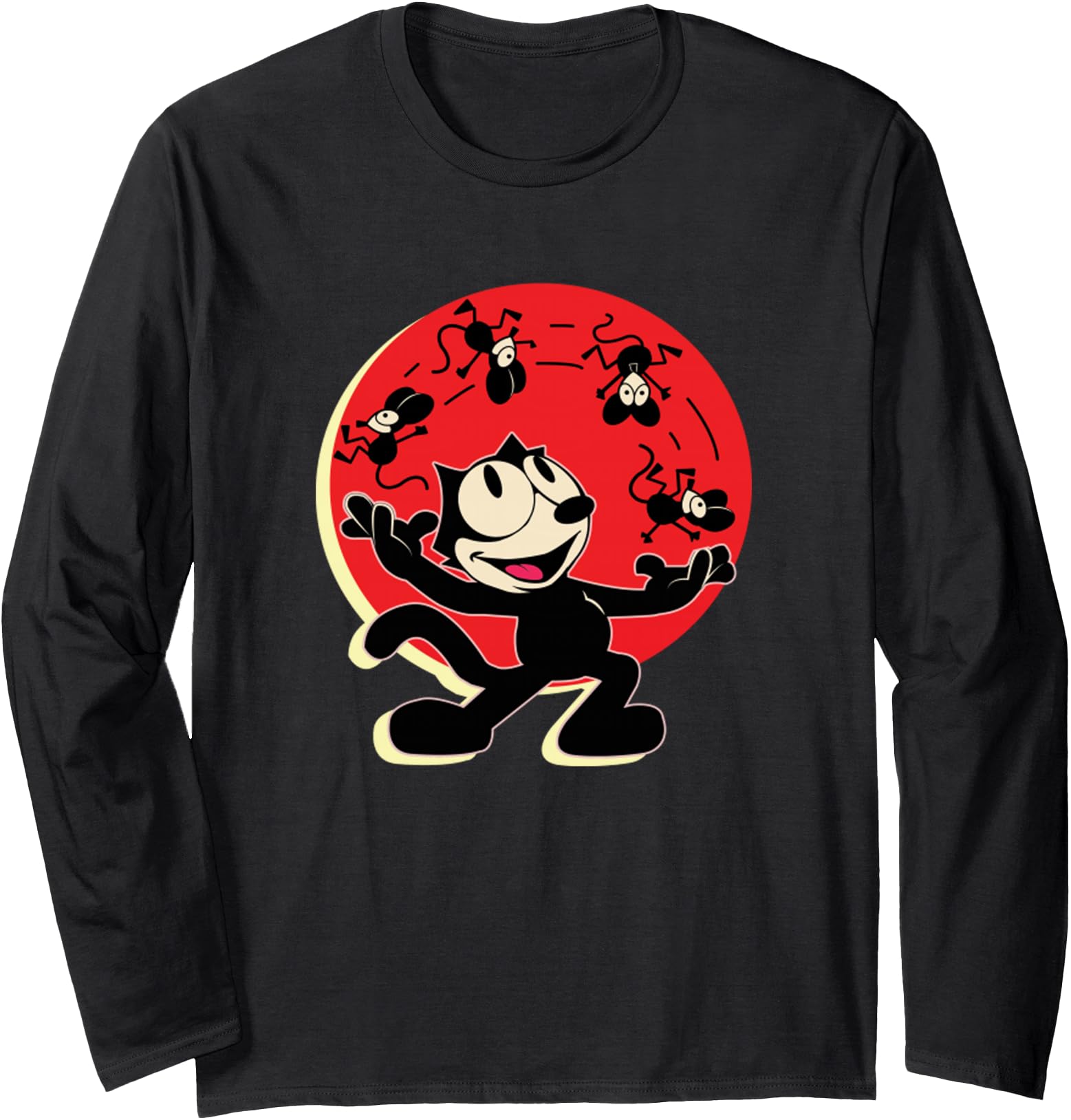 Felix Cat Juggling Mice Vintage Cartoon Retro Graphic Long Sleeve