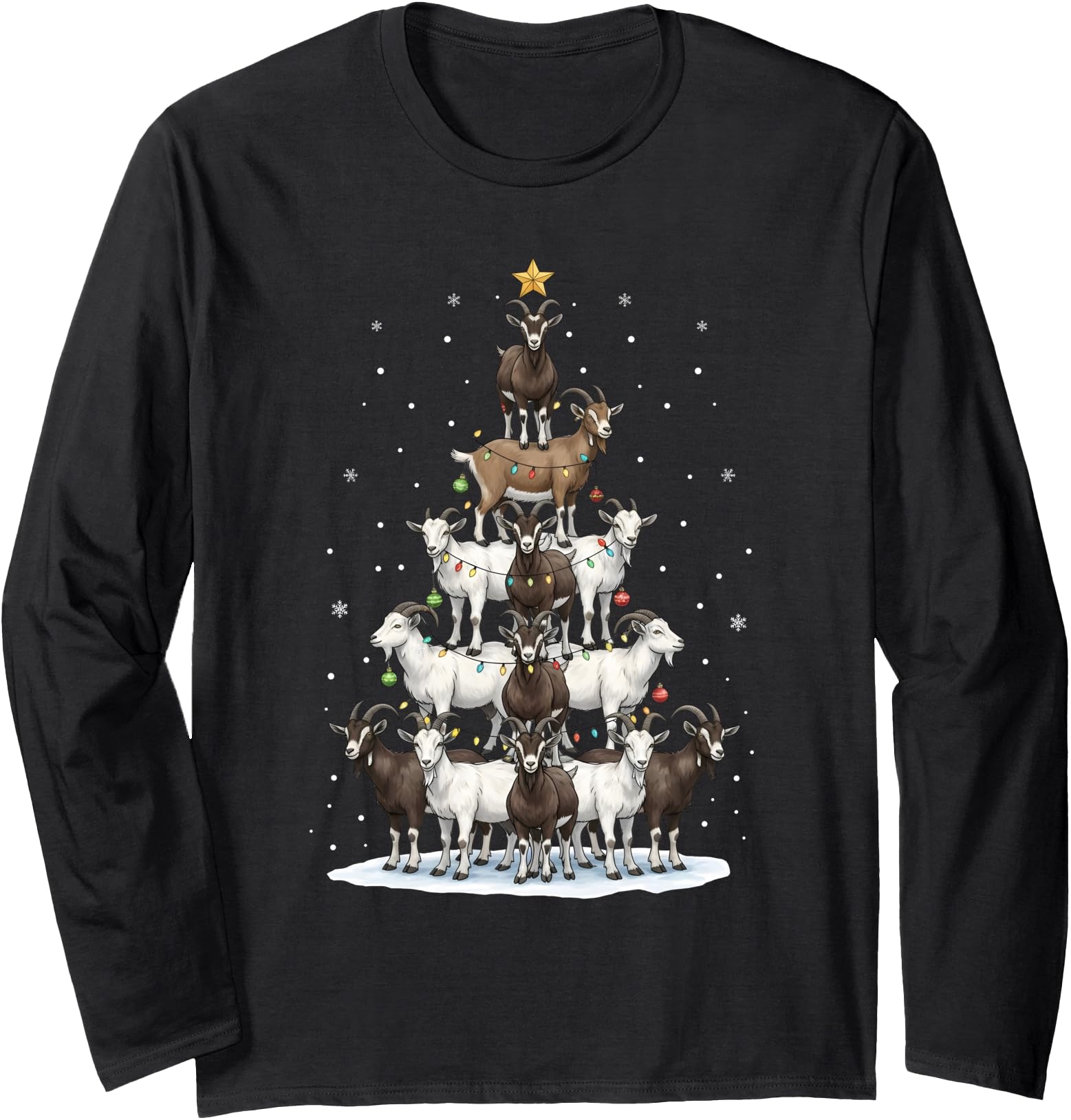 Funny Goat Christmas Tree Farm Animal Long Sleeve