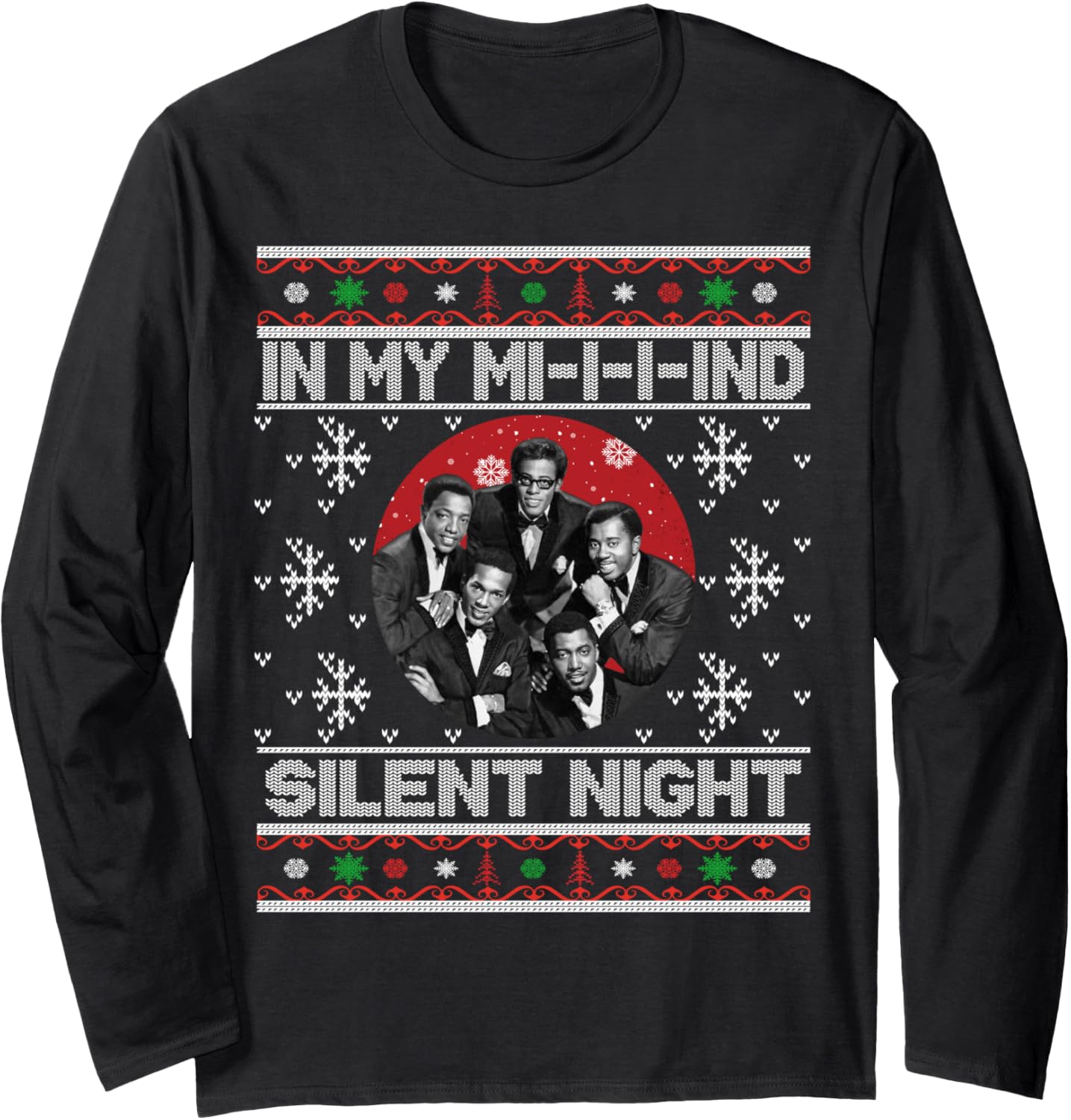 In My Mind Silent Night Ugly Christmas Xmas Family Sweater Long Sleeve