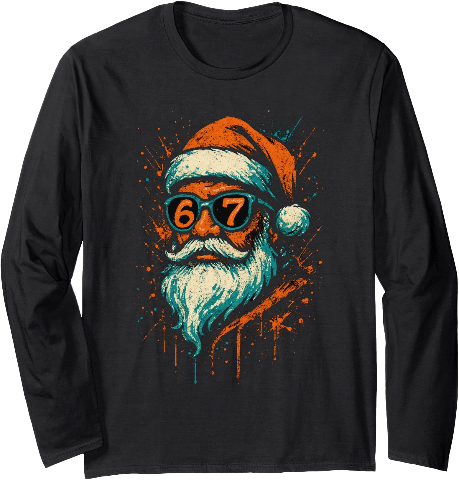 67 Christmas Santa Face 6 7 Meme Six Seven Teen Boys Long Sleeve