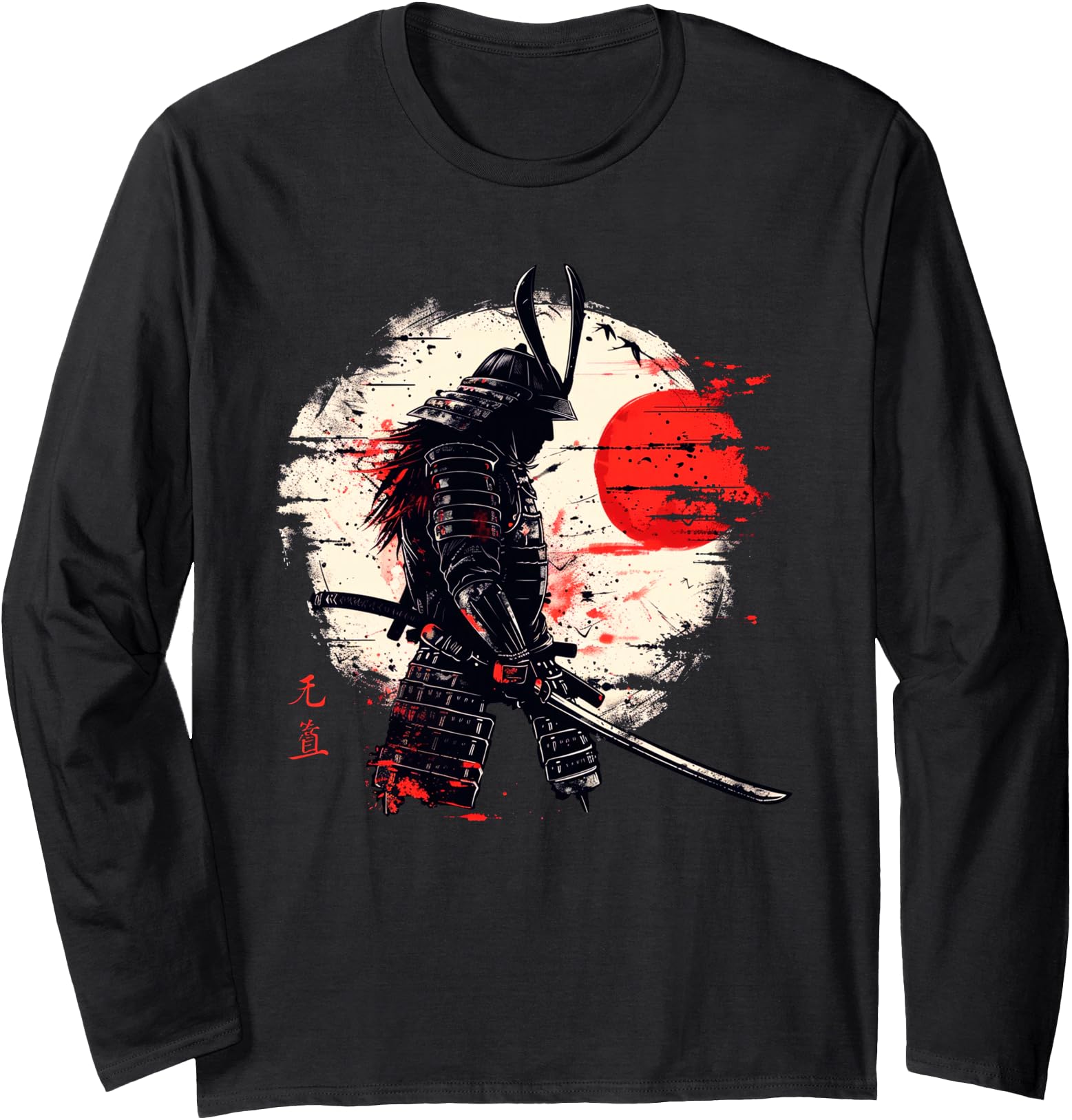 Ancient Japanese Samurai Fighter Martial Arts Retro Vintage Long Sleeve