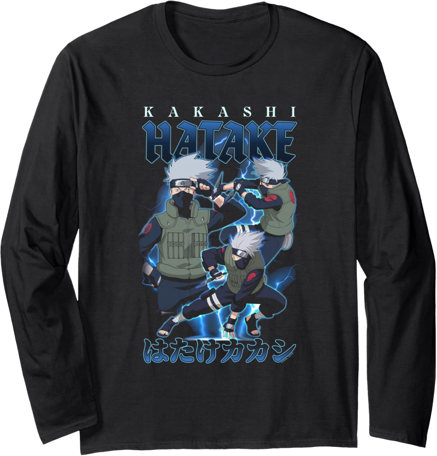 Naruto Shippuden Retro Kakashi Lightning Poses Anime Long Sleeve