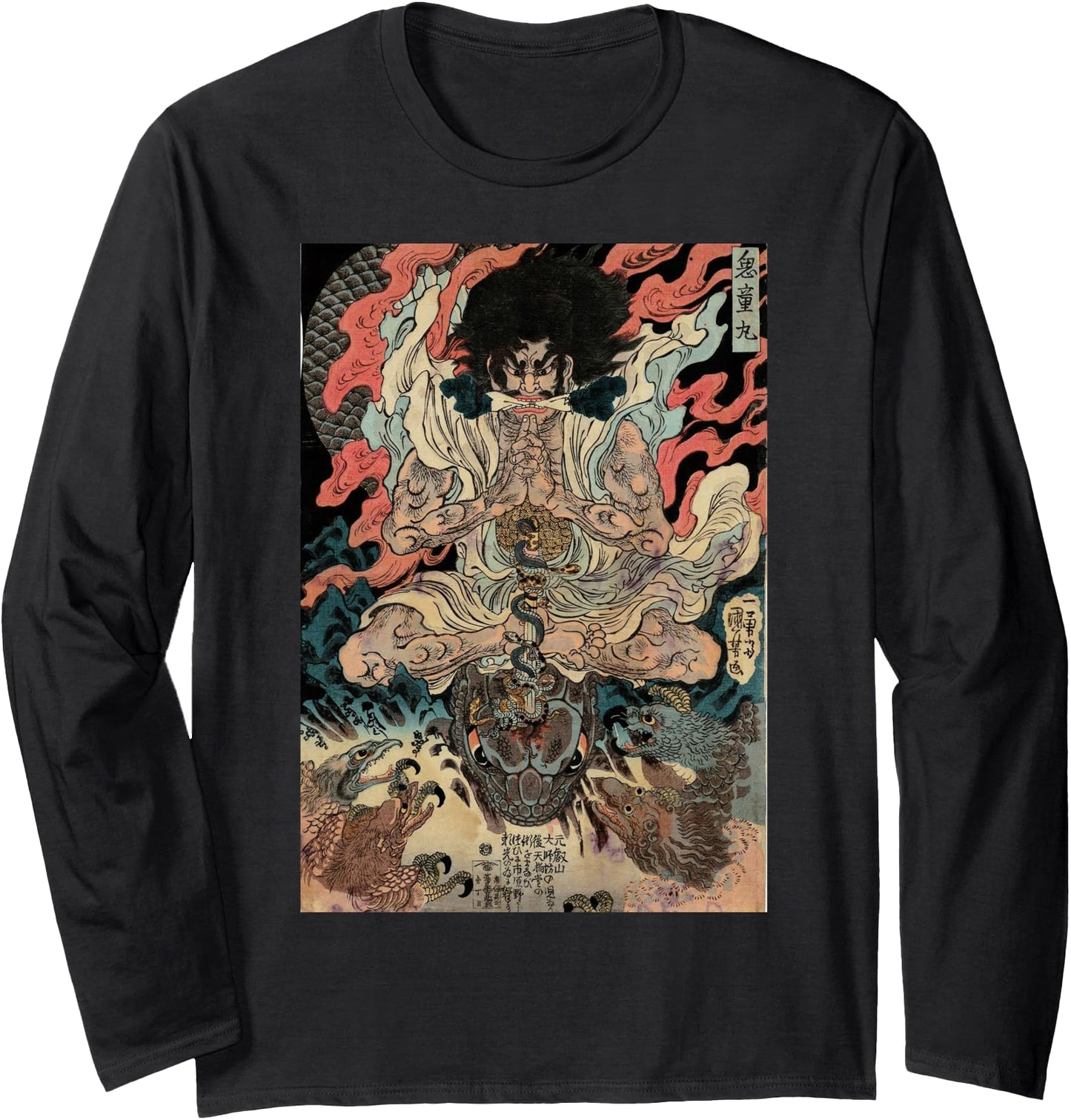 Japanese Vintage Artwork Tengu Gods Defeat The Evil Snake Long Sleeve