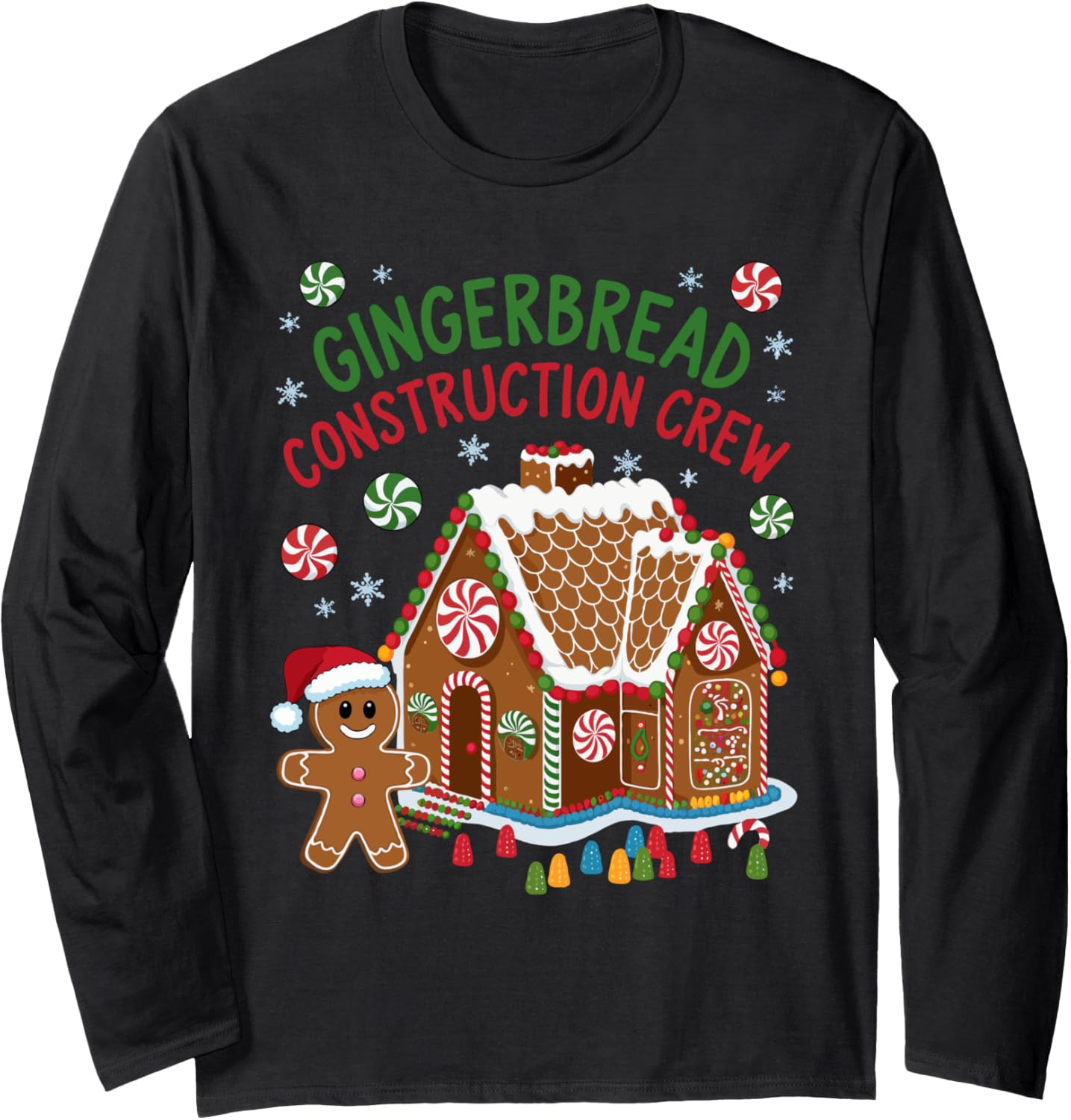 Gingerbread House Construction Crew Cookie Baking Christmas Long Sleeve