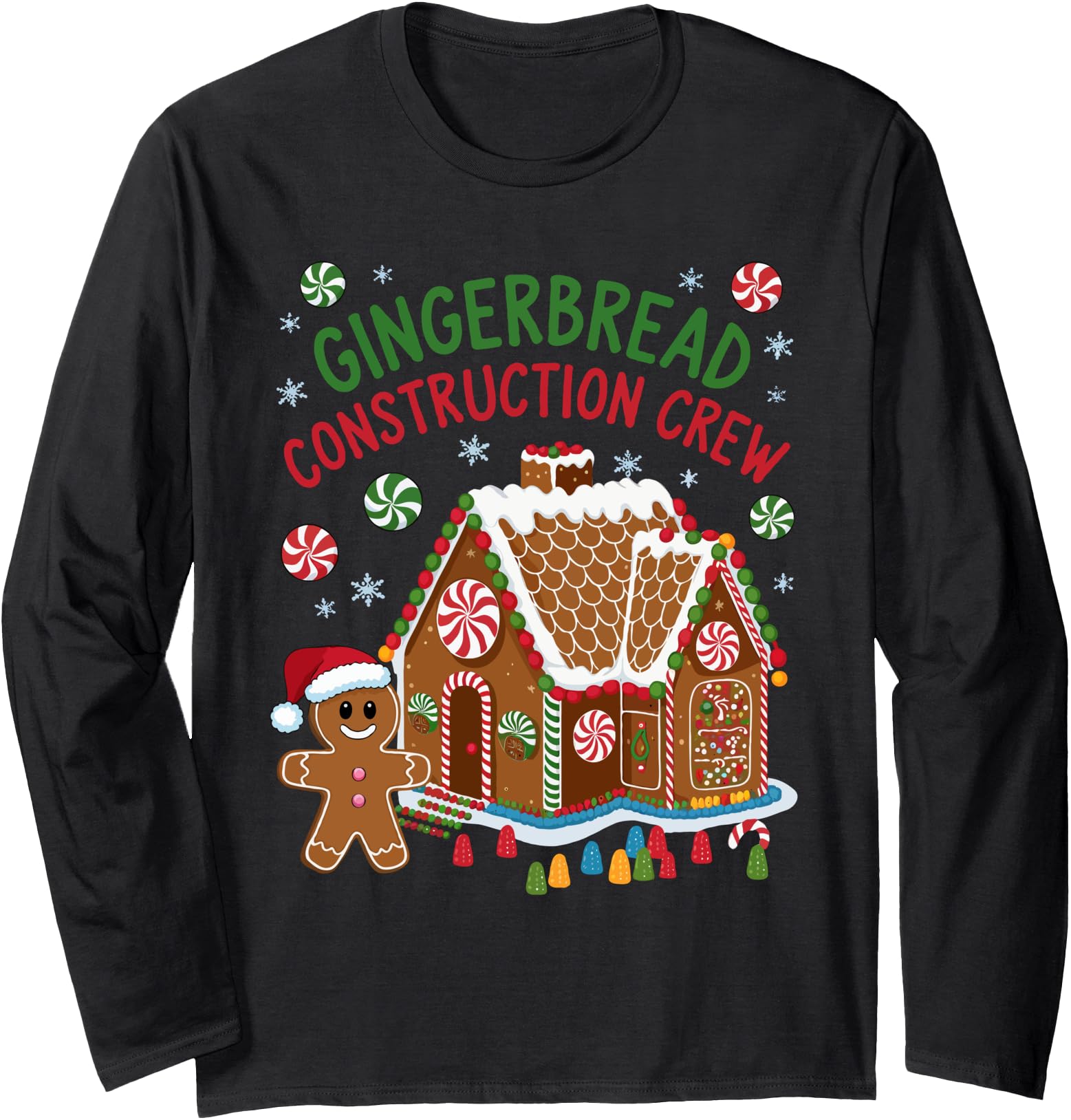 Gingerbread House Construction Crew Cookie Baking Christmas Long Sleeve
