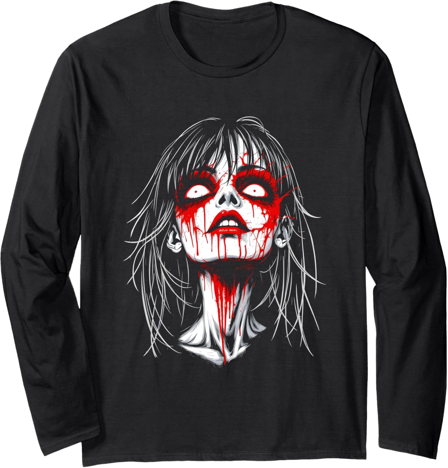 Horror Anime Manga Tee Gothic Outfit Japanese Chibi Girl Long Sleeve