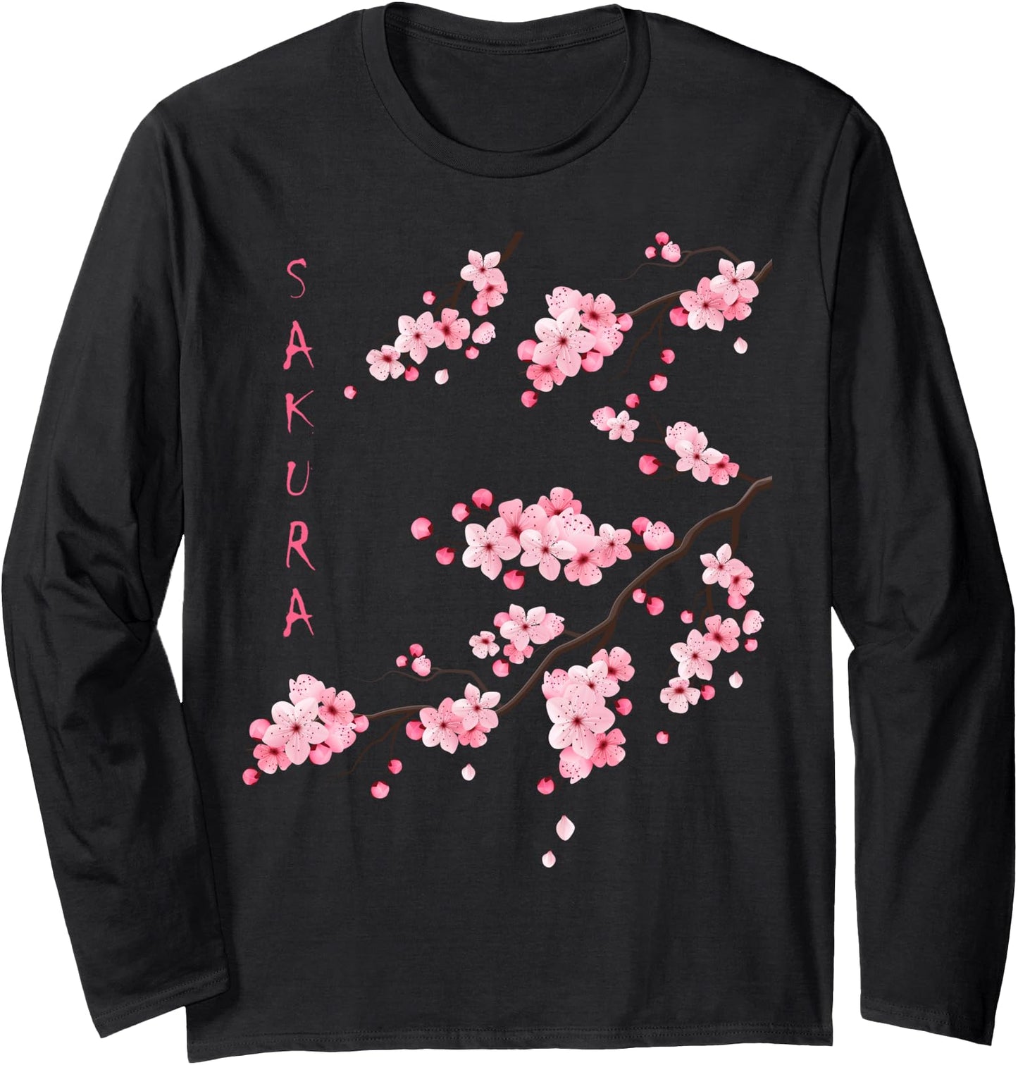 Vintage Sakura Cherry Blossom Japanese Graphical Art Long Sleeve