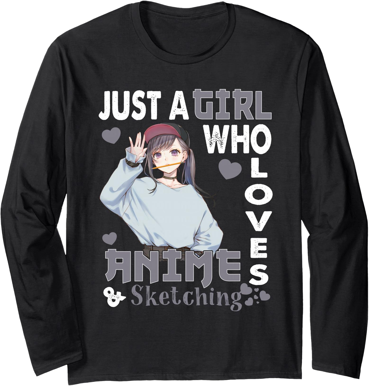 Japanese Anime Drawing Gifts Just A Girl Who Loves Sketching Long Sleeve