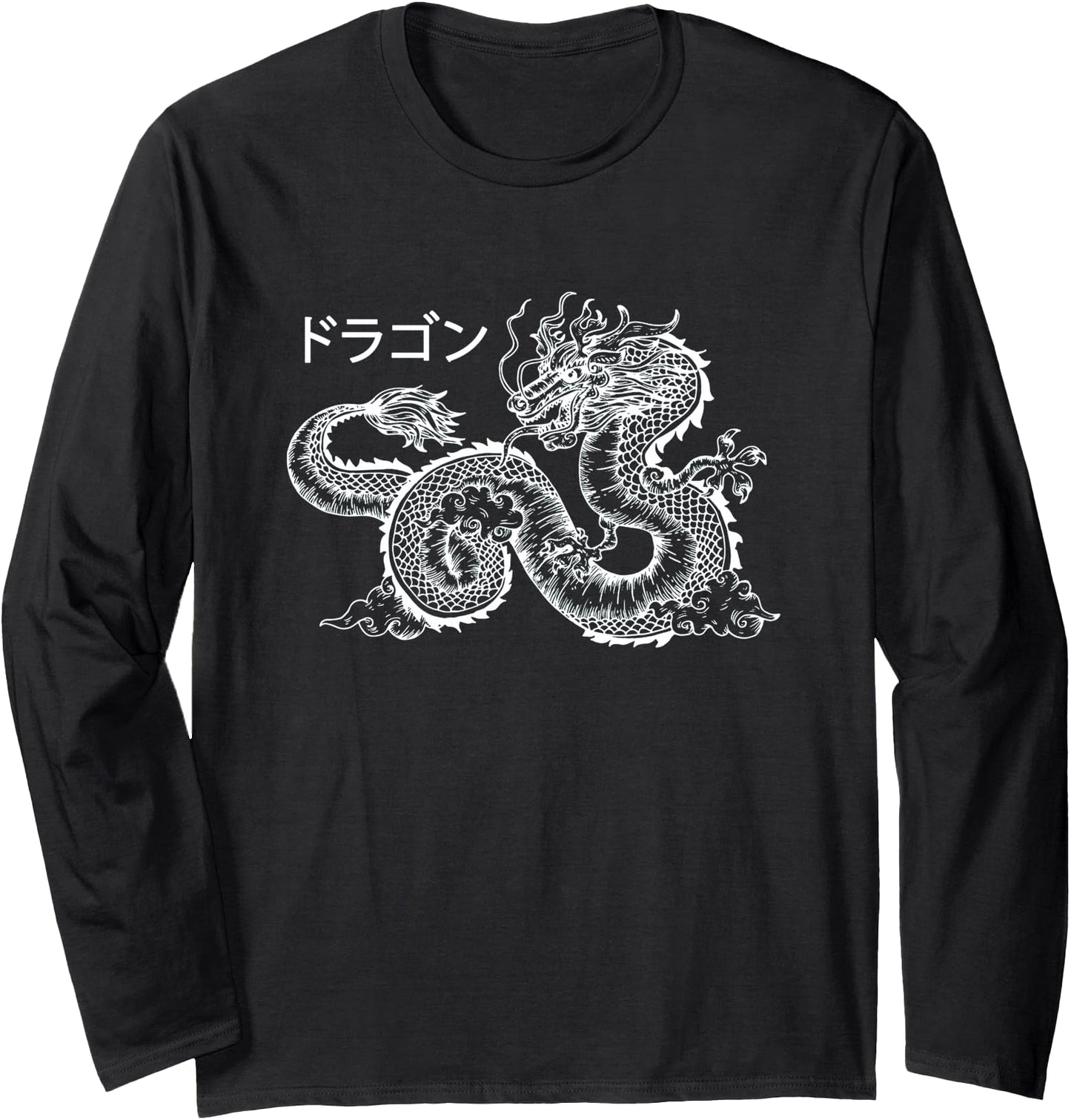 Japanese Aesthetic Dragon Kanji Clothes Women Teen Girls Men Long Sleeve