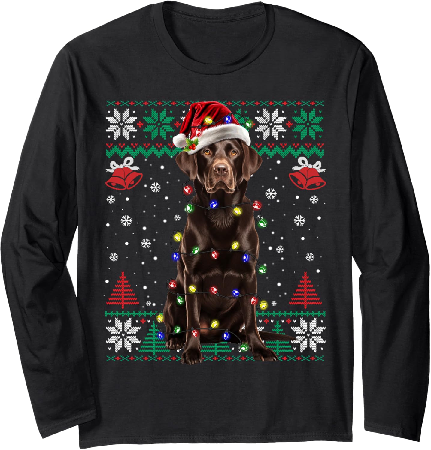 Chocolate Labrador Christmas Santa Ugly Sweater Lab Dog Love Long Sleeve