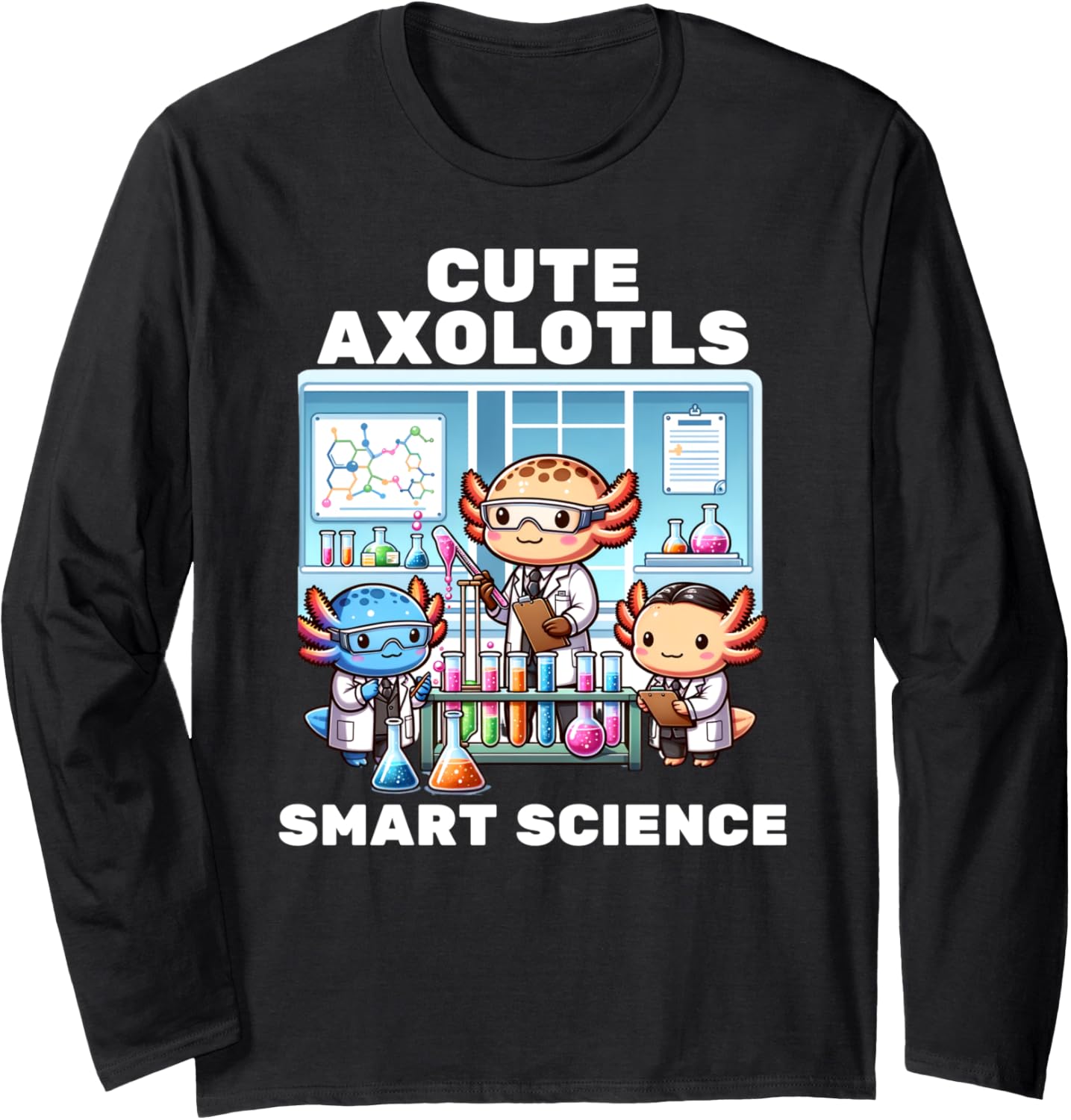 Chibi Axolotl Science Lab stem kids chemistry education Long Sleeve