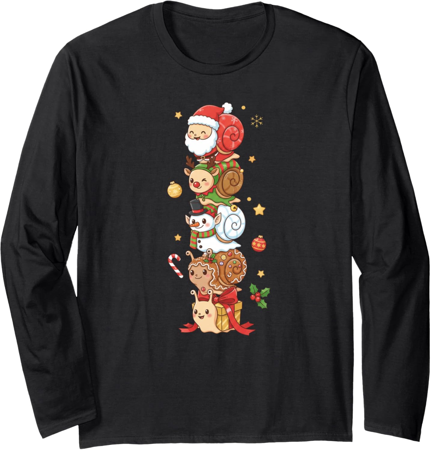 Funny Snail Santa Elf Snowman Christmas Womens Mens Kids Long Sleeve