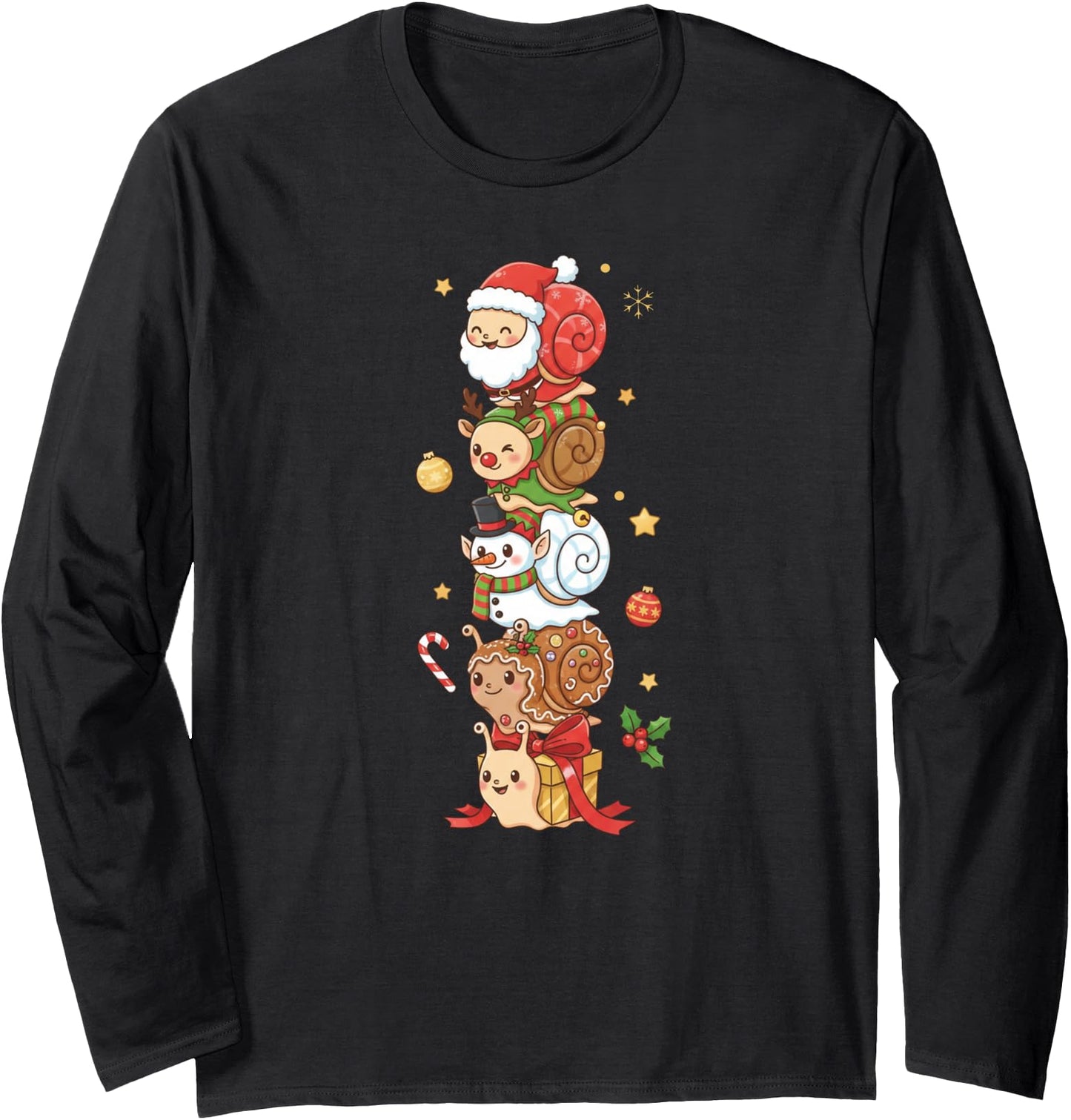 Funny Snail Santa Elf Snowman Christmas Womens Mens Long Sleeve