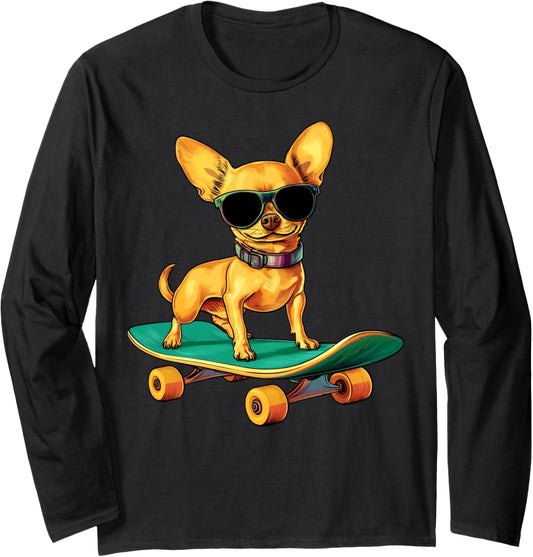 Chihuahua Skateboard Long Sleeve