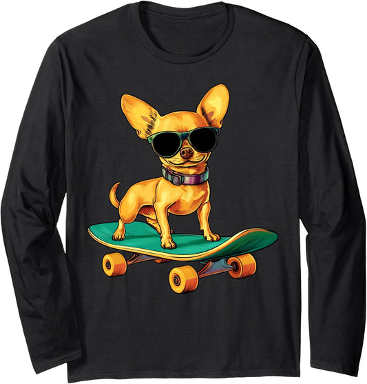 Chihuahua Skateboard Long Sleeve