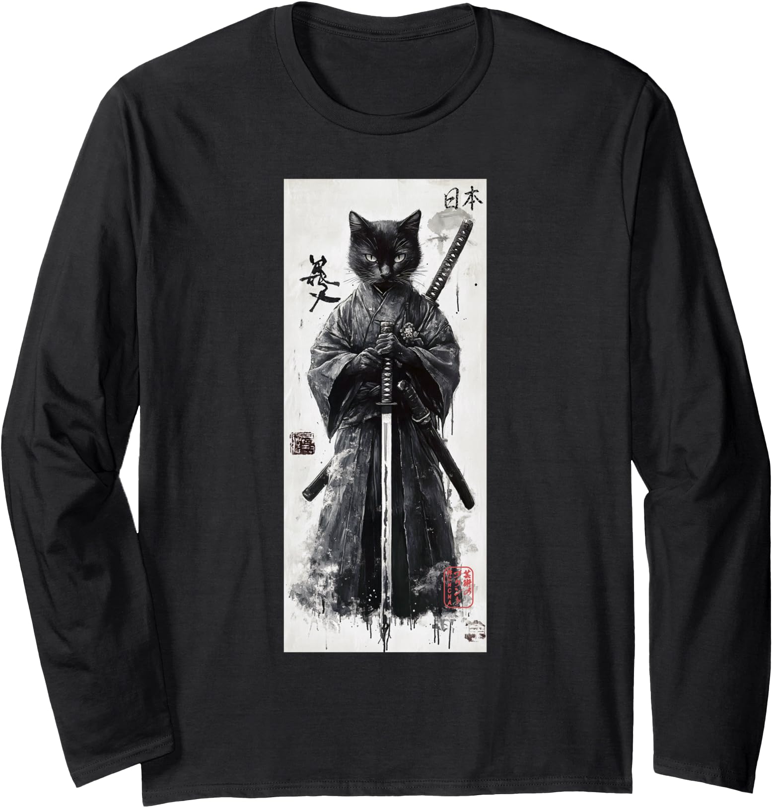Samurai Cat Aesthetic - Japanese Streetwear Lofi Design Long Sleeve