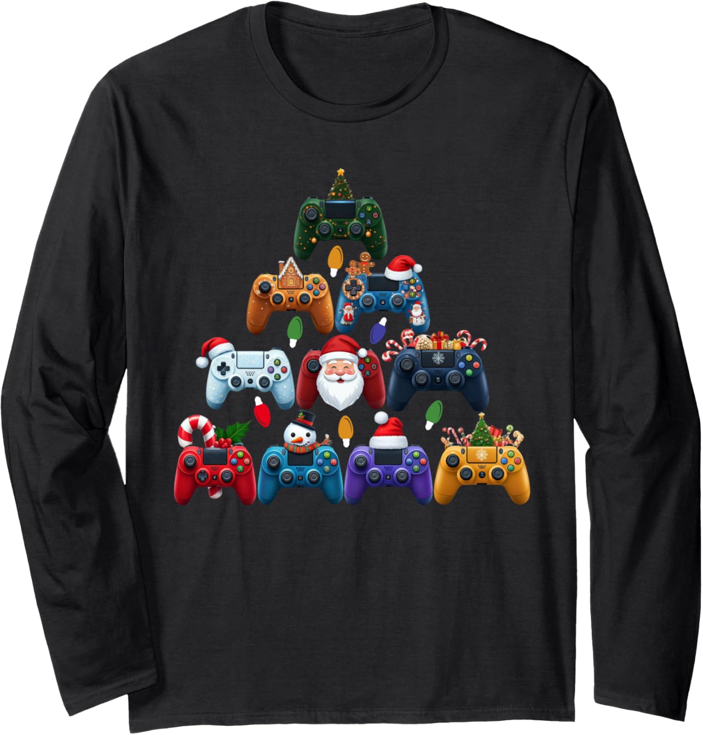 Christmas Gaming Controllers Xmas Tree Gamer Boys Kids Long Sleeve