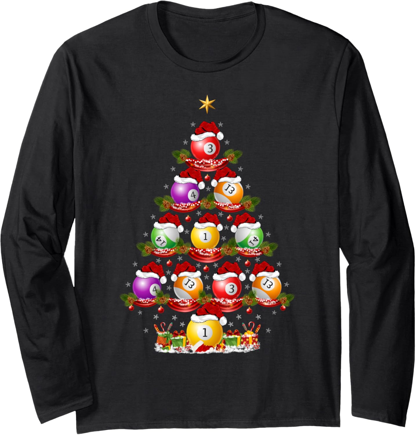 Billiards Sports Xmas Tree Lighting Billiards Christmas Tree Long Sleeve