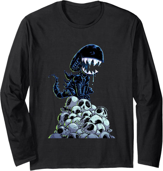 Aliens Xenomorph In Skull Mountain Big Chest Chibi Poster Long Sleeve